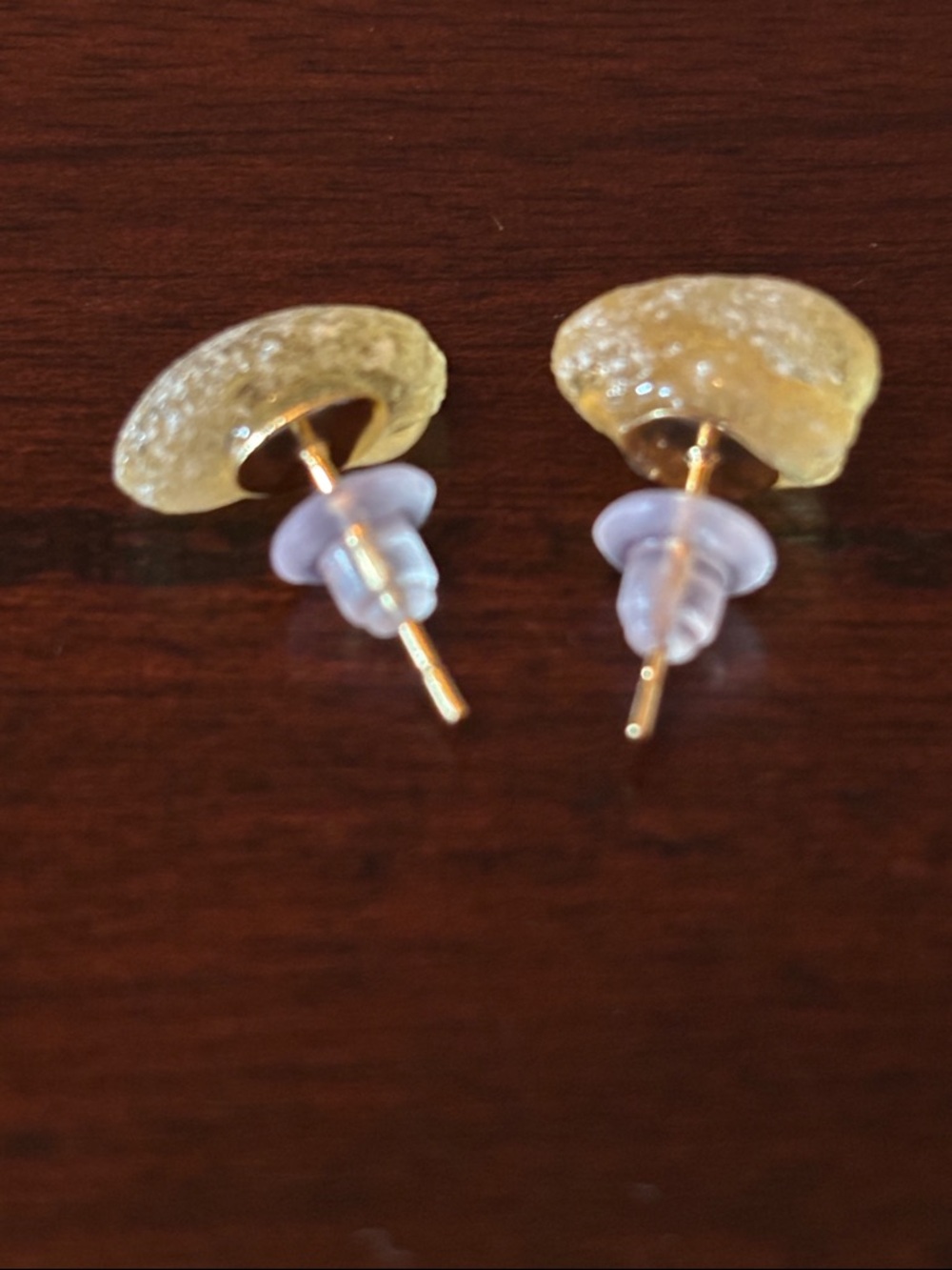 Yellow Sea Glass Stud Earrings - Picture 4 of 5